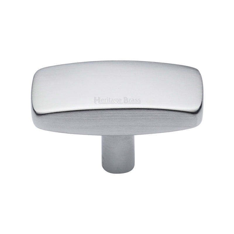 Heritage Brass Cabinet Knob Rectangular Design, 2.8cm H x 2.5cm W x 4.7cm D, Satin Chrome