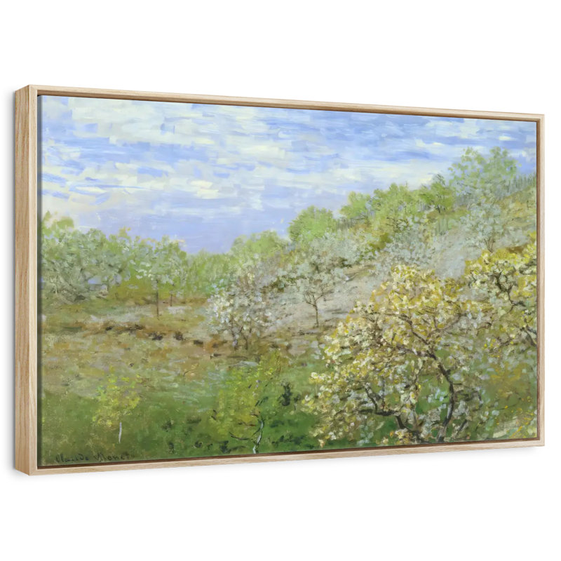 Pommiers en fleurs, Cadre flottant en bois naturel, 37 po x 25 po