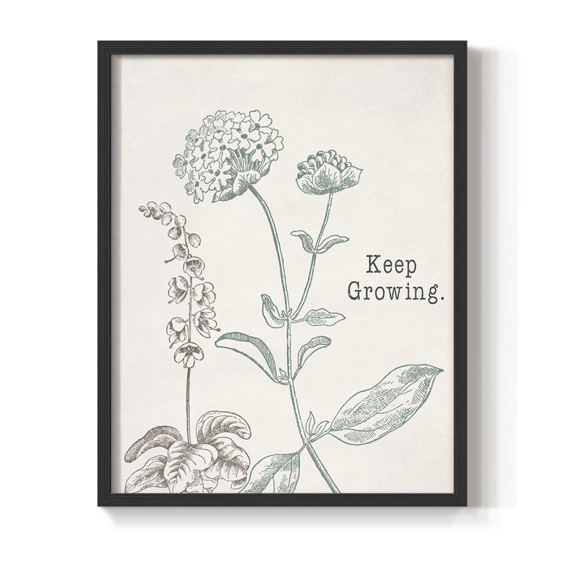 Keep Growing Framed Print - Solid Wood, Black, 30" H x 24" W
