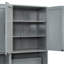 Lit simple mural gris avec placard, tiroirs et bureau - fonctionnel et élégant pour toute pièce dans un espace multifonctionnel