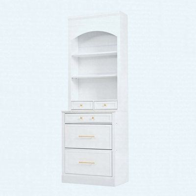 83.7" Modern Kitchen Pantry Cabinet With Faux Marble Top, 5 Drawers & Adjustable Shelf, Freestanding Tall Hutch