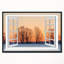 «Open Window to Snowy Sunset», reproduction d'impression sur toile tendue-26685095-63677436