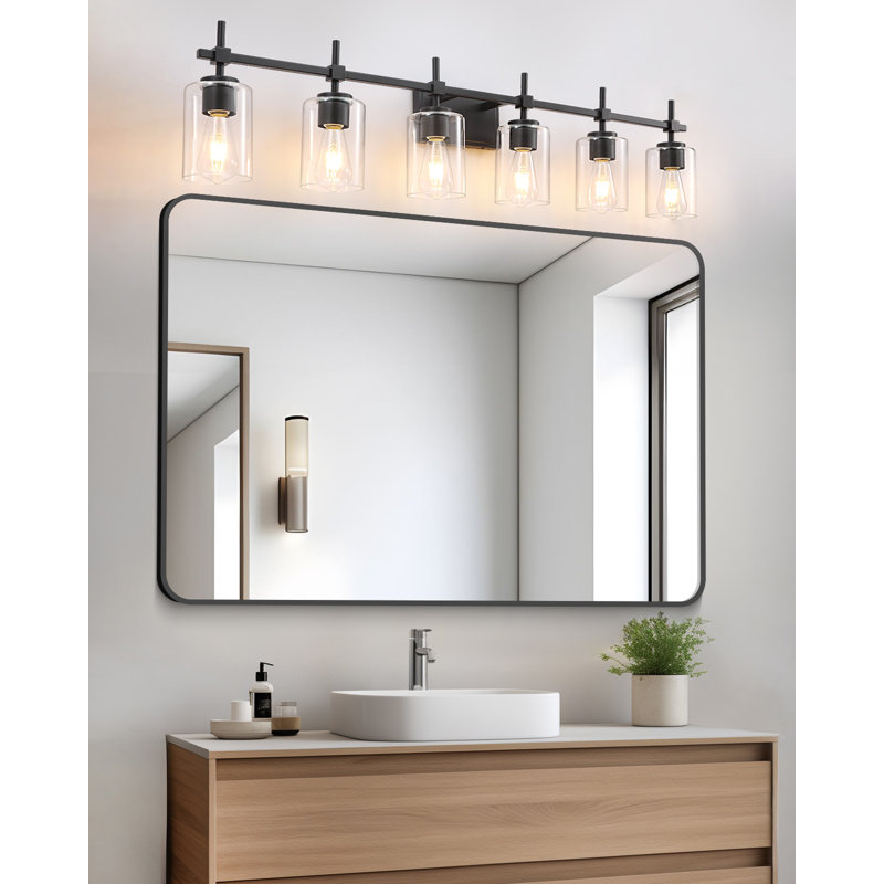 Applique murale moderne à intensité variable pour meuble-lavabo Aviara Lights, Noir mat, Harwich