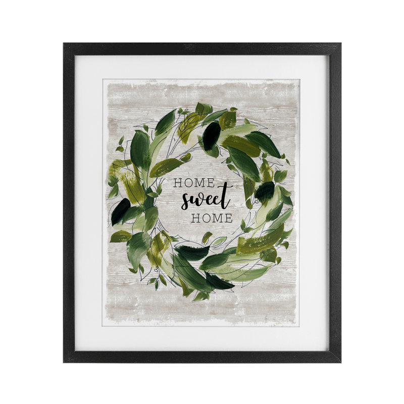 Sweet Home Rustic Wreath, reproduction d'art encadrée sous verre, design par Carol Robinson, H 16 po x l 13 po