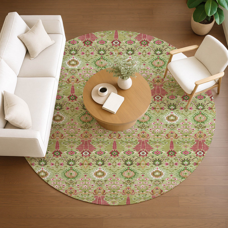 Tapis intérieur / extérieur lavable à la machine Gursevak ACN2251 Global, Rond 8 pi