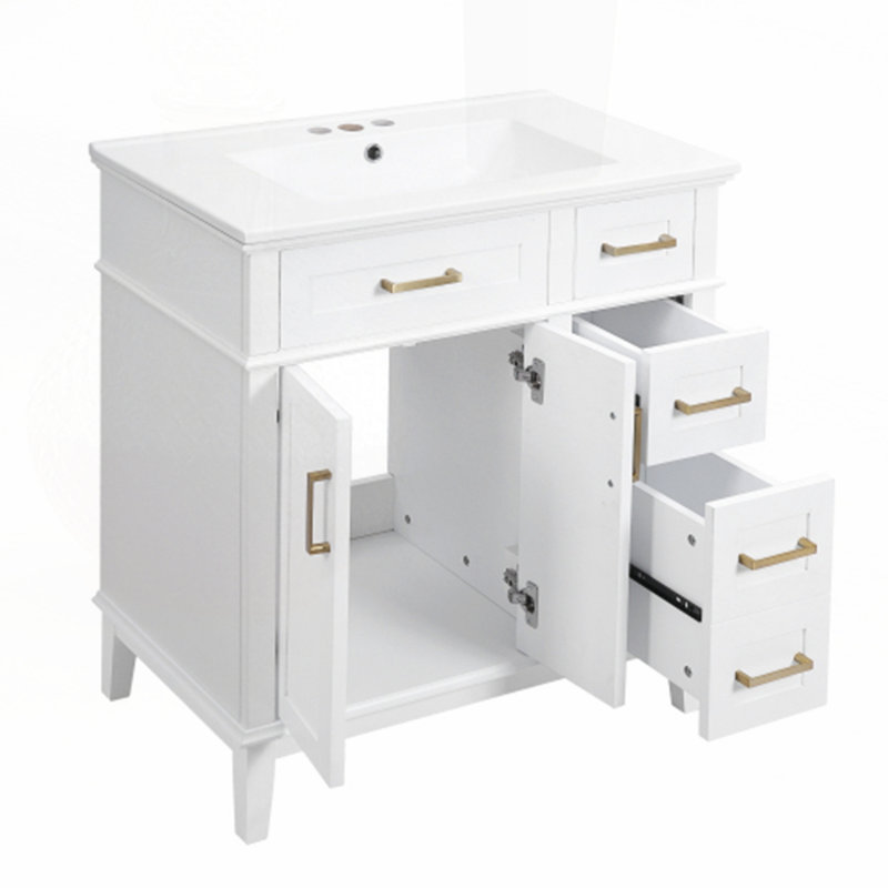Meuble-lavabo 30 po avec lavabo en céramique, Blanc