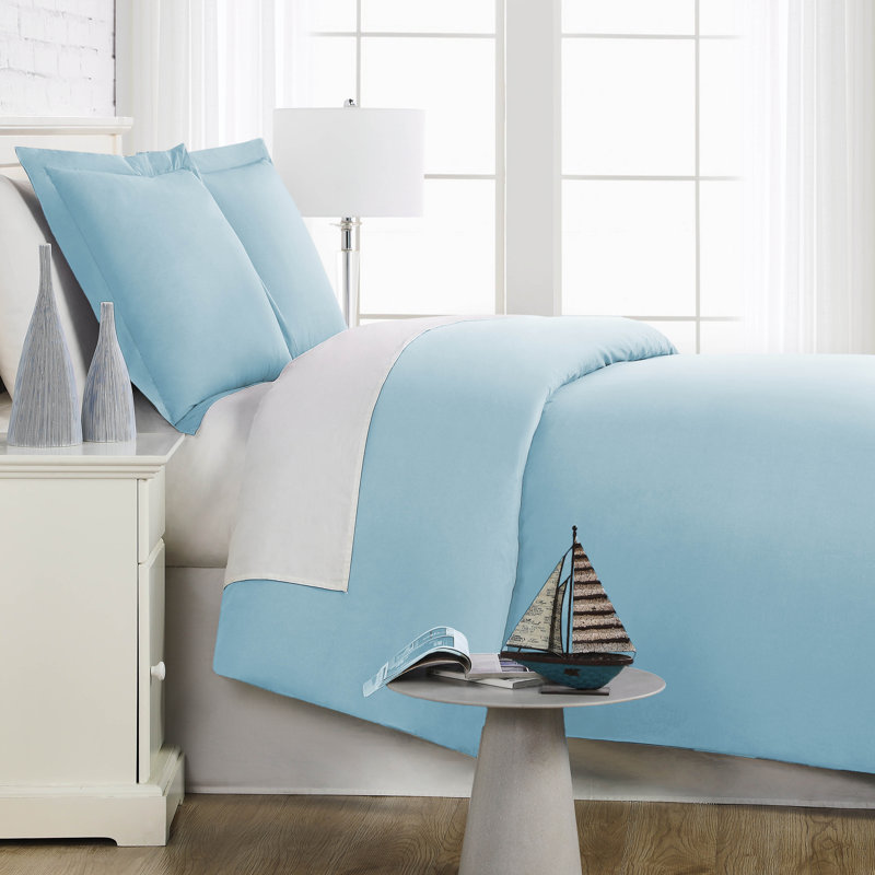 Housse de couette Southshore Basics de Southshore Fine Linens, bleu pâle, en microfibre doublement brossée, fermeture éclair invisible et attaches aux coins, 1 taie d'oreiller, 1 place/1 place XL