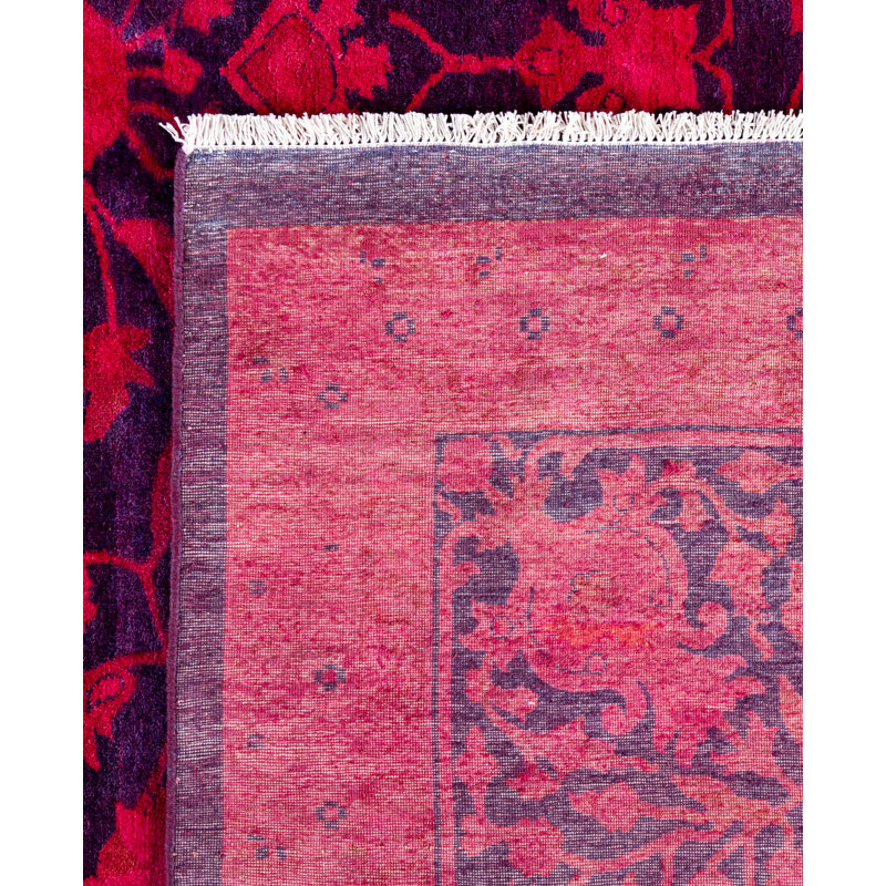 Overdyed Hand-Knotted Wool Modern-Contemporary Pink Area Rug 9' 2" x 11' 9"