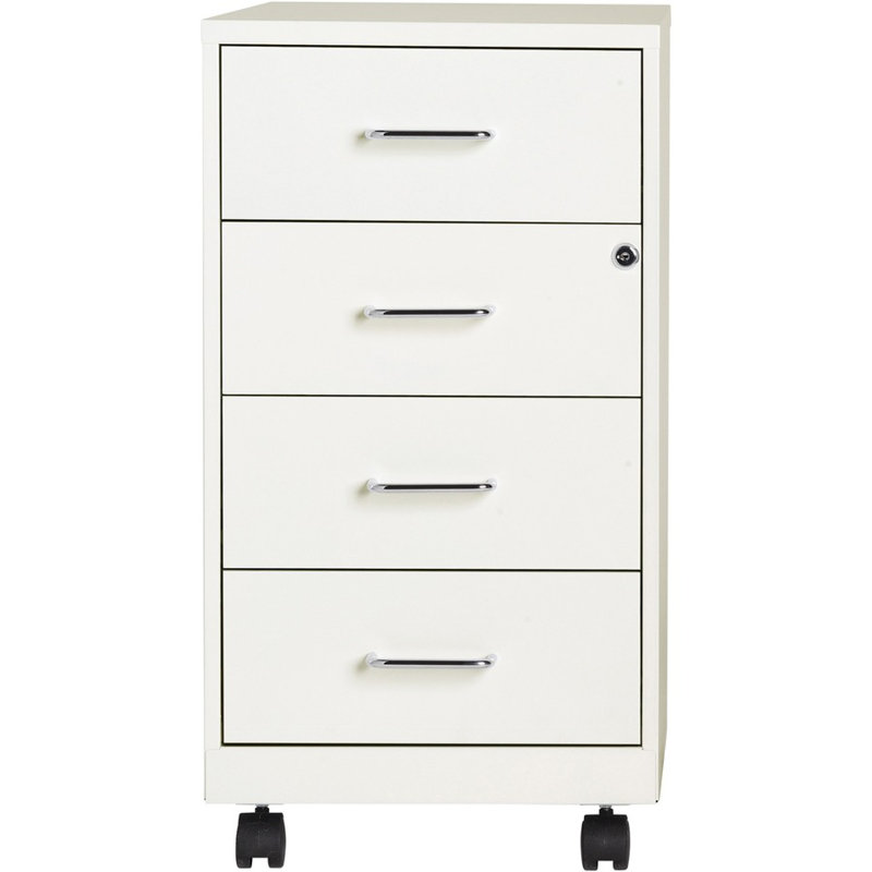 White Mobile 4-Drawer Lockable Legal Size File Cabinet