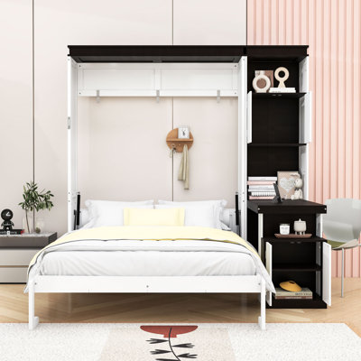 Murphy Bed with Built-in-Desk and Storage Shelves