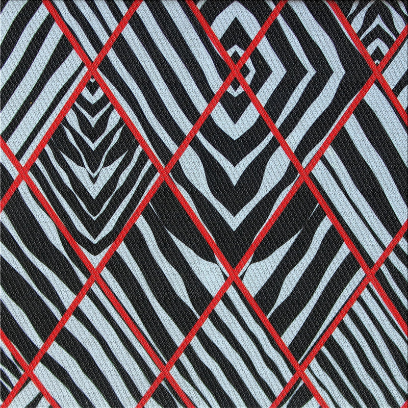 Tapis rouge/bleu marine tissé à la machine, Carré 5 pi