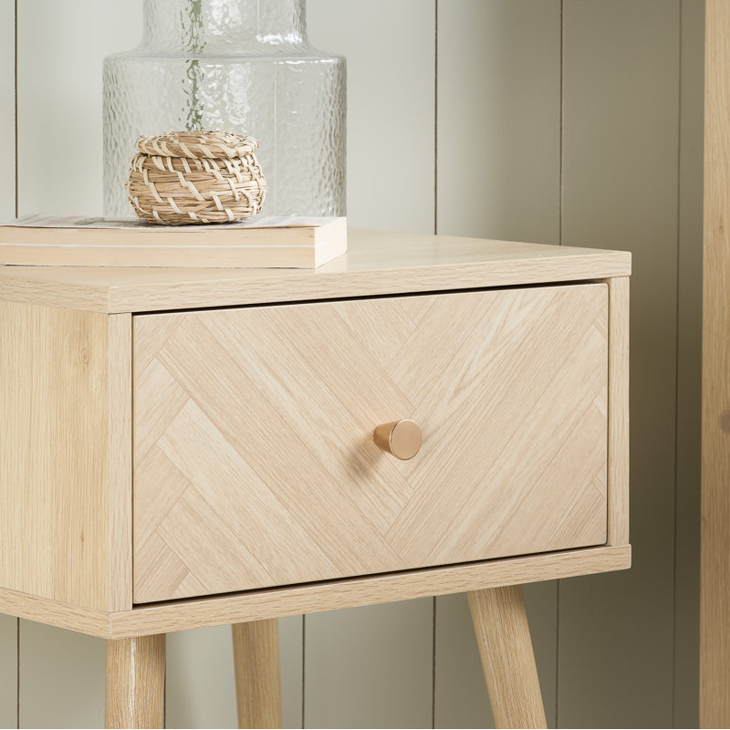 Mardell 40cm W Particle Board Bedside Table, Oak