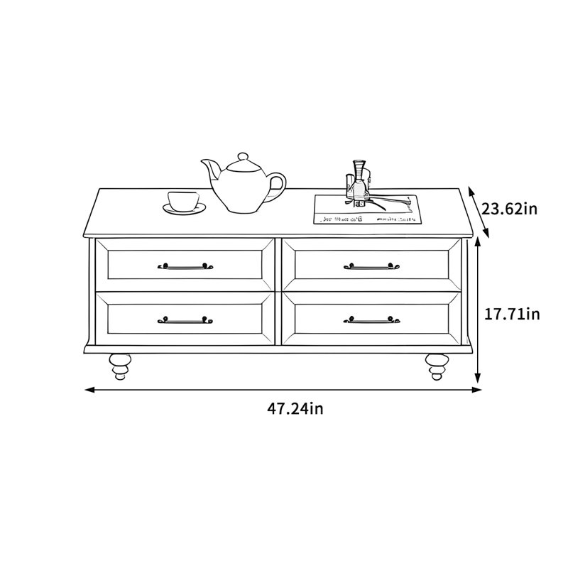 Vintage French Rectangle Coffee Table, White