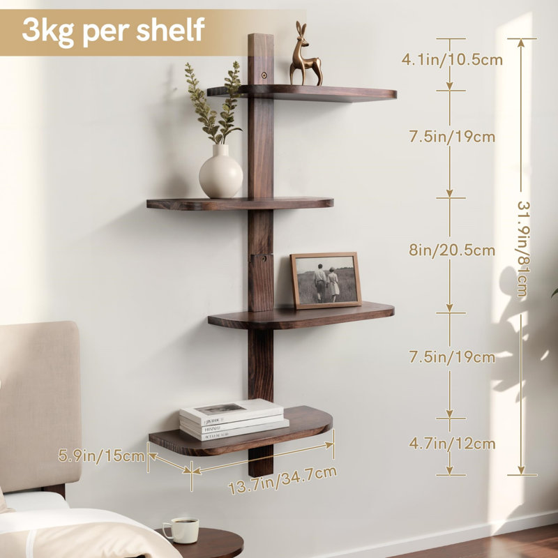 Tablettes flottantes modernes pour mur