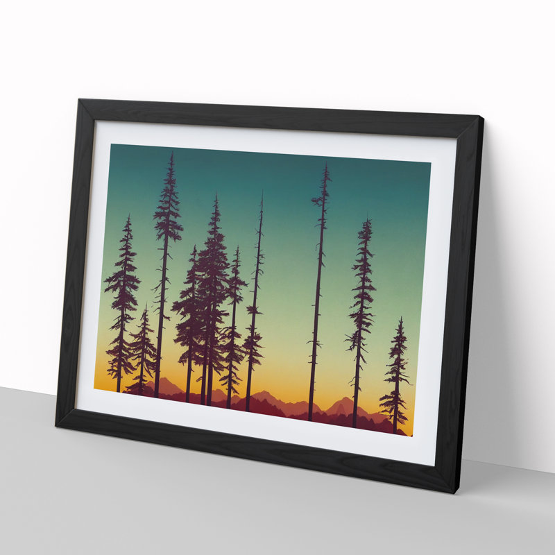 Ethereal Pine Tree Forest - Framed Print, 25cm H x 34cm W x 2cm D, Black