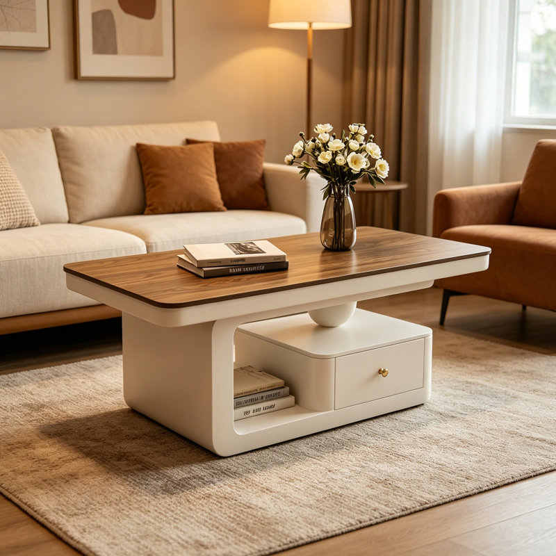 Table basse de luxe moderne avec tiroir, 16.53" H x 31.49" W x 17.71" D