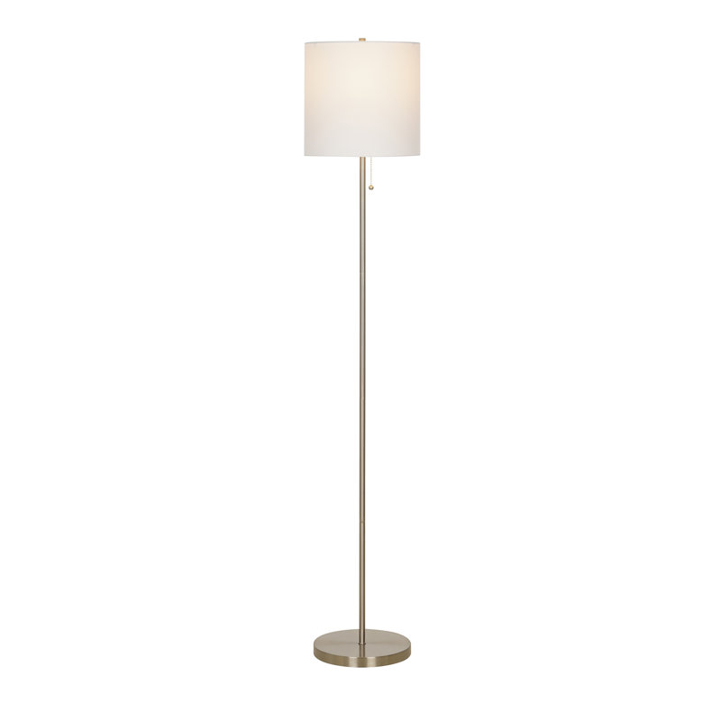 Panig 56.5" Traditional Stick Floor Lamp, Brushed Nickel/Clear, No