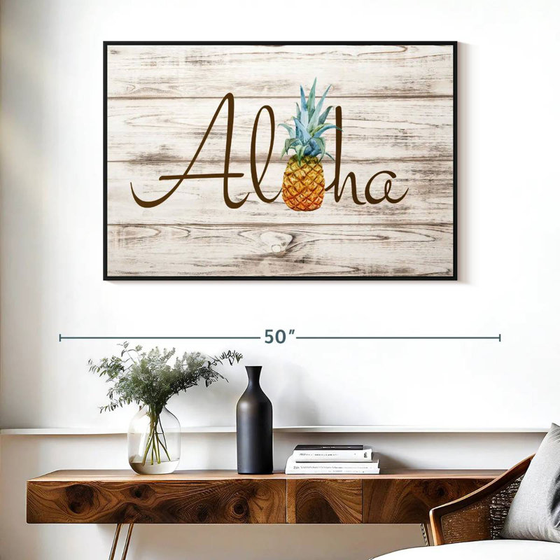 Aloha ananas, Cadre flottant noir, 40 po x 27 po