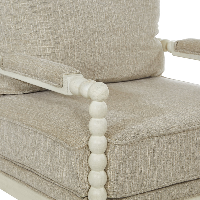Fletcher 26.75" Wide Armchair, Antique White, Beige 100% Polyester