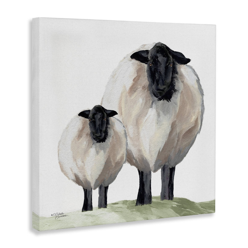 Portrait de mouton et d'agneau, conception par Michele Norman, H 24 po x l 24 po