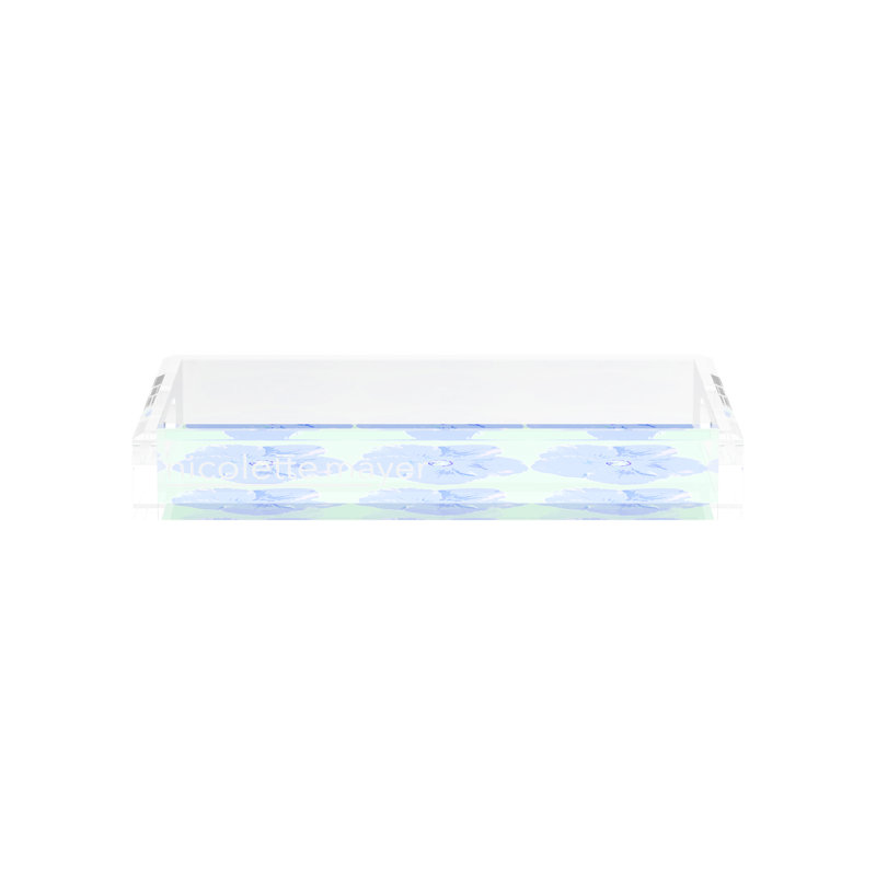 Plateau décoratif rectangulaire en acrylique Hibiscus, Clématite, H 2 po x l 12,5 po x P 7,75 po