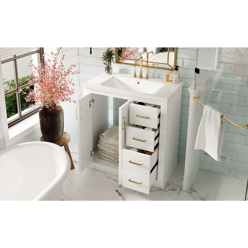 Meuble-lavabo 30 po avec lavabo en céramique, Blanc