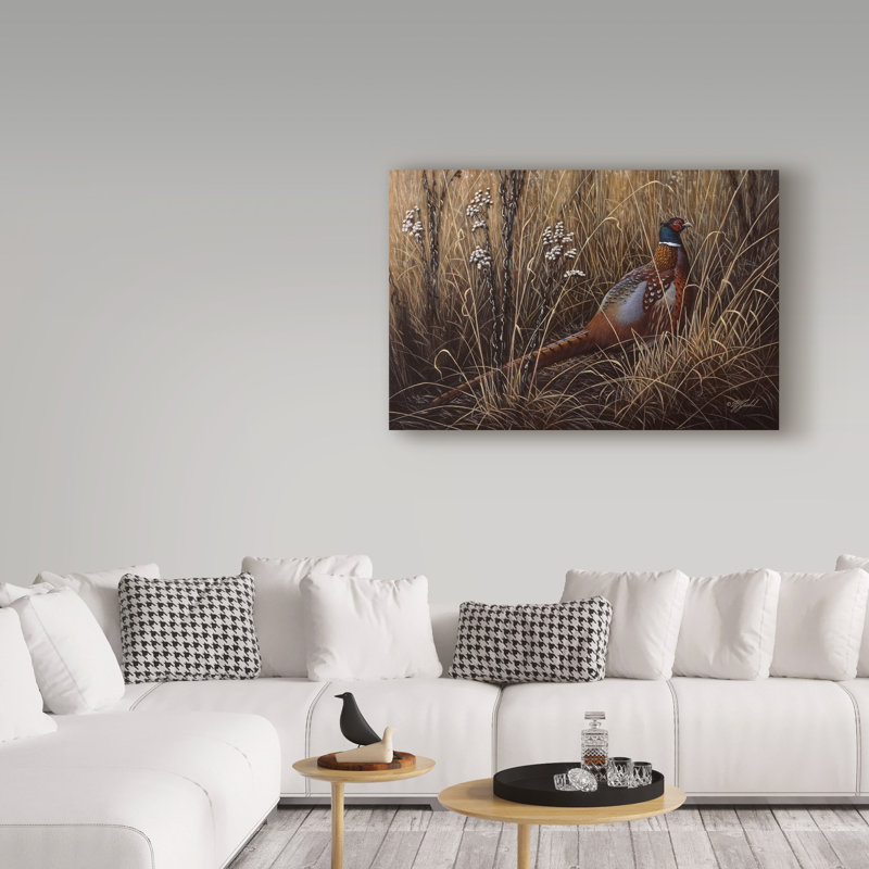 «Pheasant In The Grass» par Berrien, impression sur toile tendue, H 16 po x l 24 po x P 2 po
