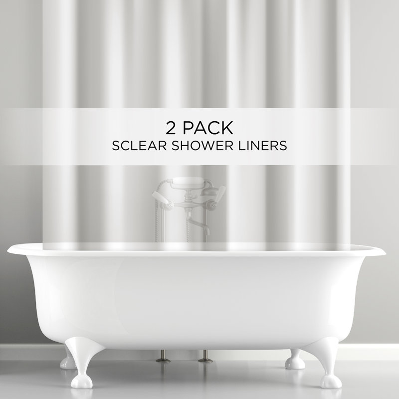 Bath Bliss 2 Pack Hotel Grade Peva Shower Curtain Liner, Clear
