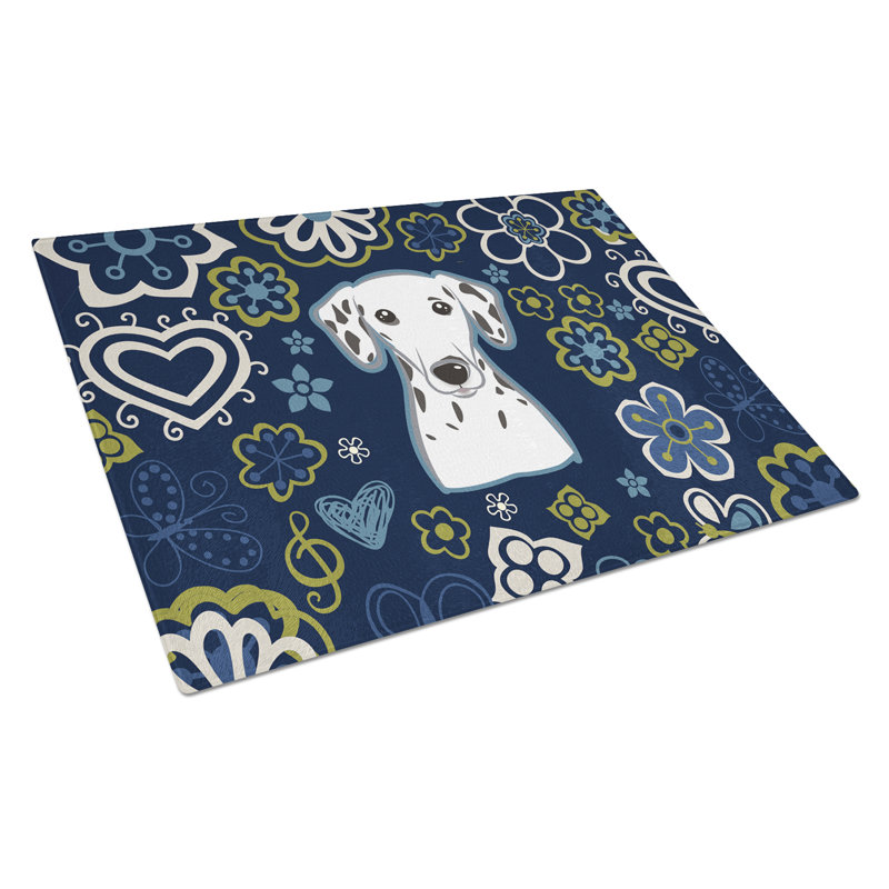 Planche à découper fleurs en verre trempé caroline, Dalmatien