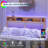 King Bed Frame with Natural Rattan Headboard, Bohemian Bed Frame with LED Lights & Charging Station, 2 Tier Storage Headboard,Under Bed Storage, No Box Spring Needed-562551929