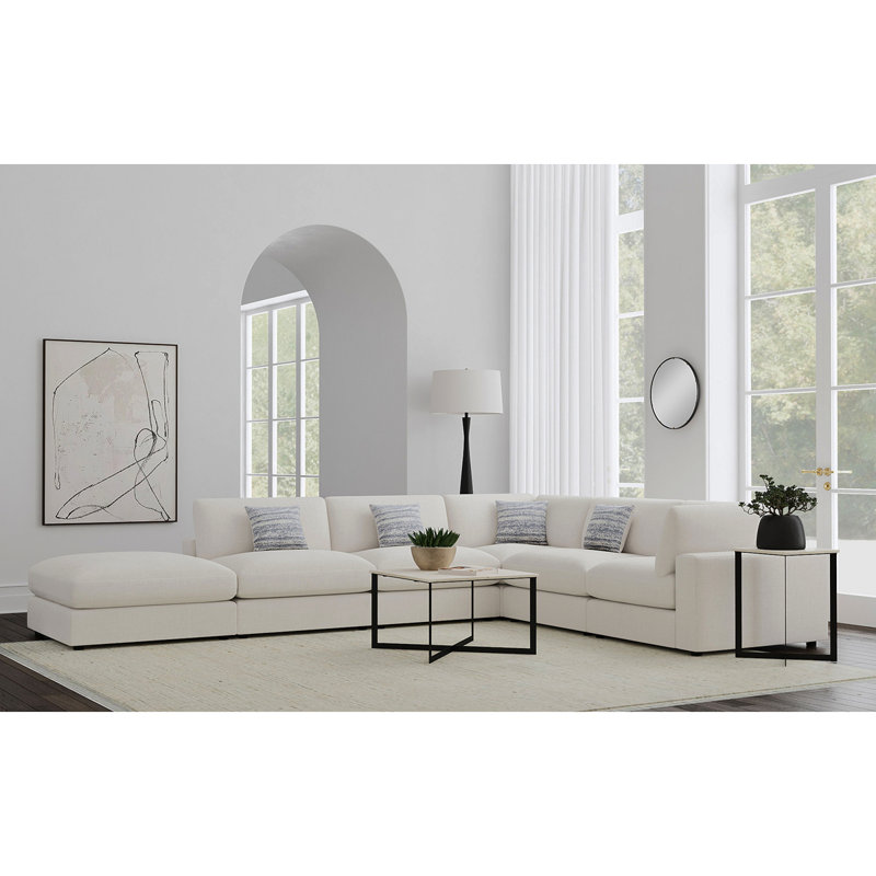 Canapé modulaire rembourré avec coussins réversibles 6 pièces Rhette Beige, Beige