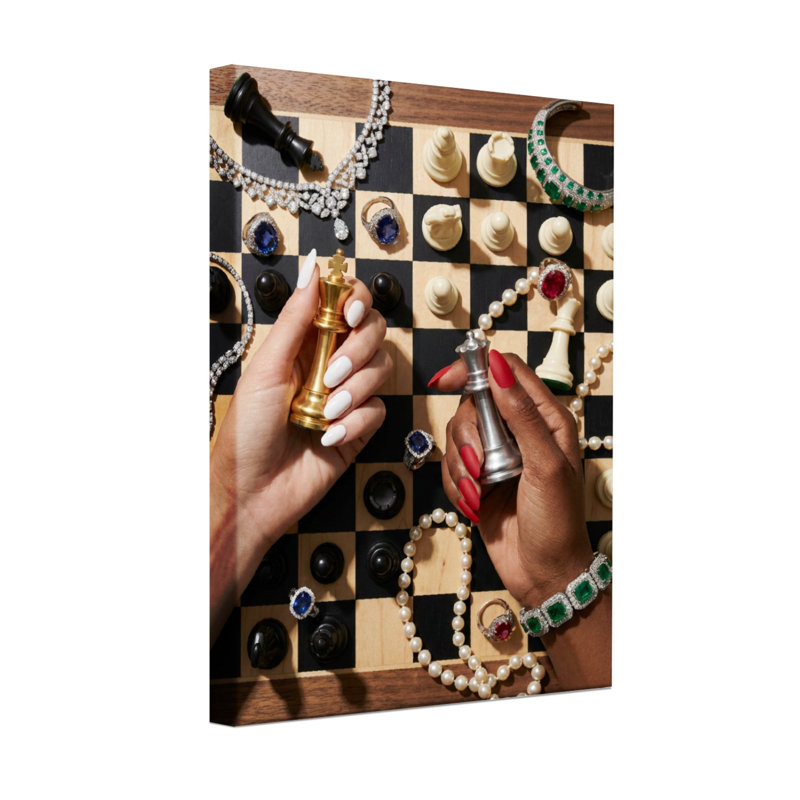 Abstract Chess Board Jewelry Hands King Queen