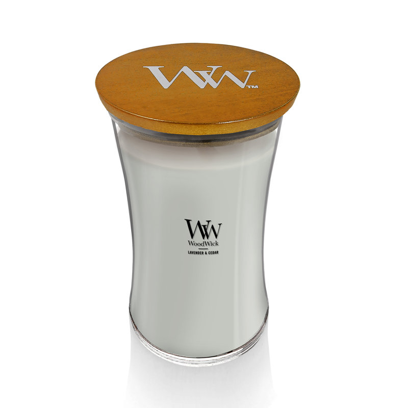 Grande bougie sablier WoodWick® Praline, Blanc