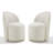Upholstered Modern Light Sand Chenille Barrel Swivel Side Dining Chair (Set of 2)-1380230205