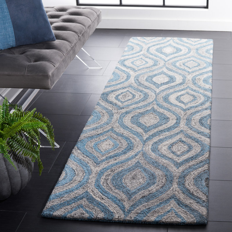 Tapis en laine touffeté à la main Deance, Tapis de couloir 2 pi 3 po x 8 pi