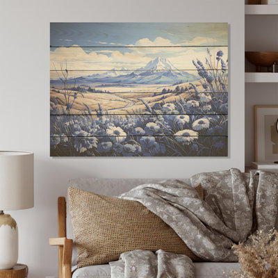 Mountain Cornflowers Field Charm - Cornflowers Wood Wall Art On Natural Pine Wood