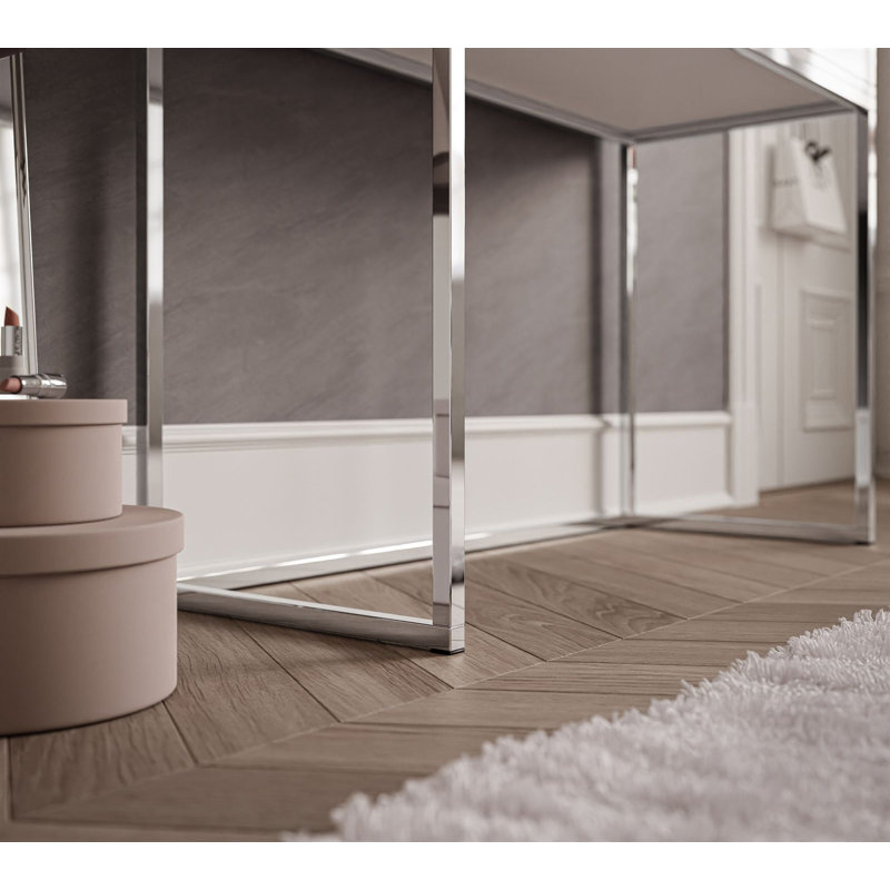 Begie Dressing Table with Mirror, Chrome/White high gloss