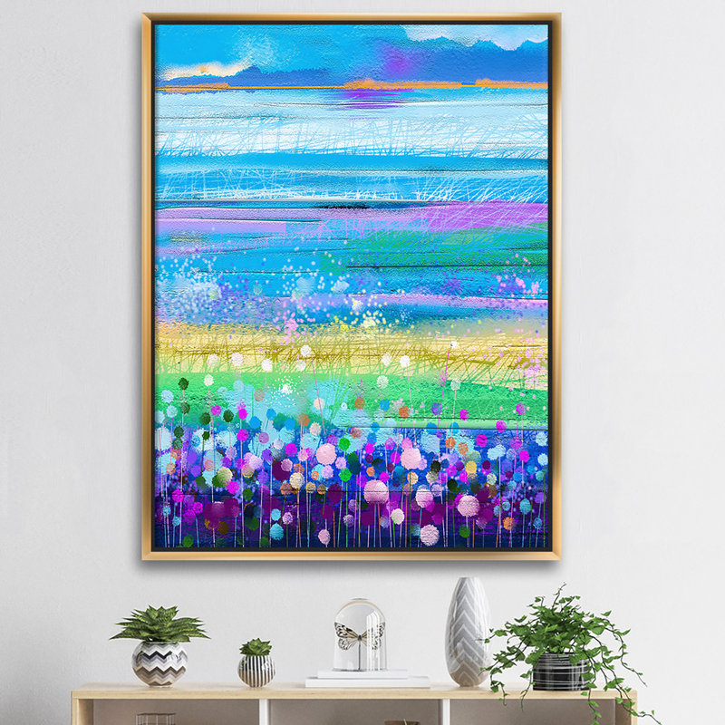 «Abstract Fields with Dandelion Cornflower and Daisy», reproduction d'art sur toile, H 32 po x l 24 po x P 1 po