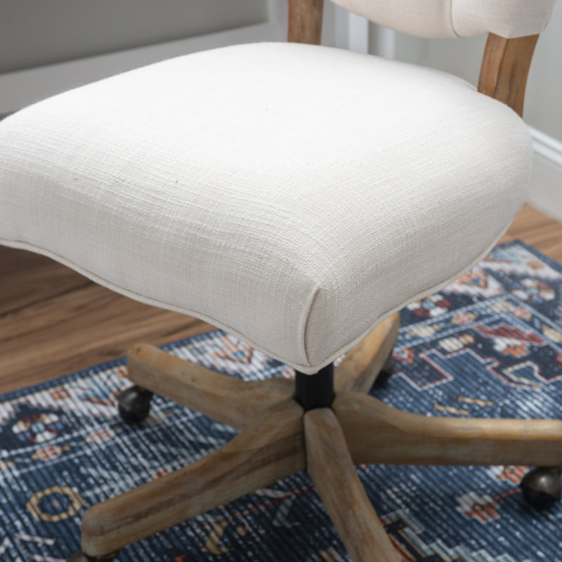 Asfia Adjustable Swivel Tufted Upholstered Task Chair, White