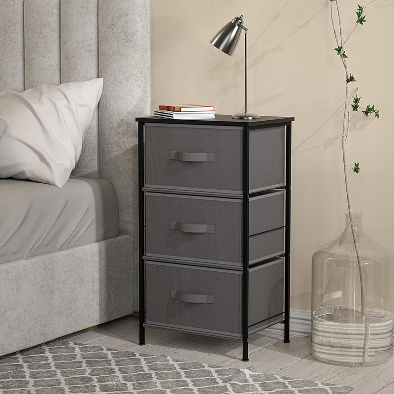 Commode 3 tiroirs avec plateau en bois Simple Houseware, gris foncé