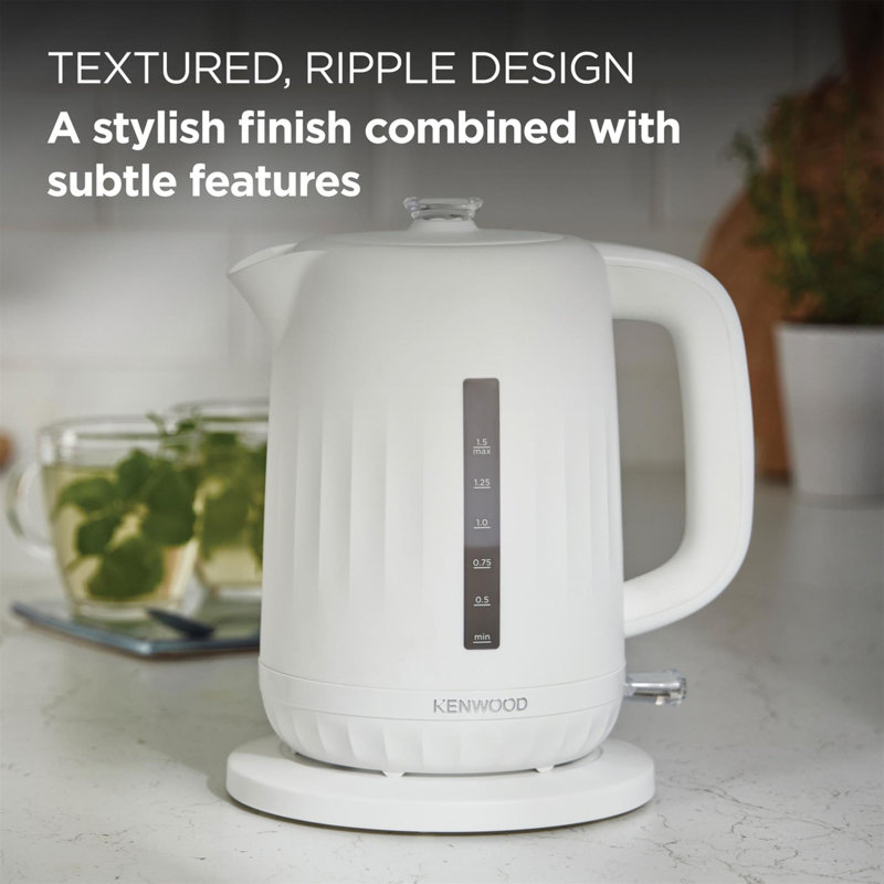 Kenwood Ripple 1.5L Plastic Electric Tea Kettle, White