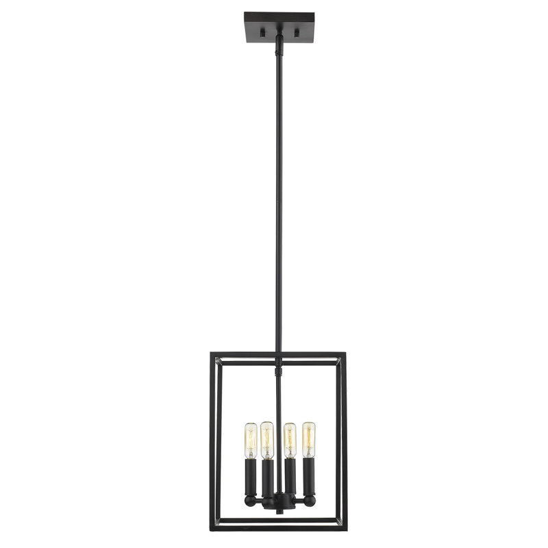 Luminaire suspendu géométrique simple 4 lumières Seadrift, Noir mat