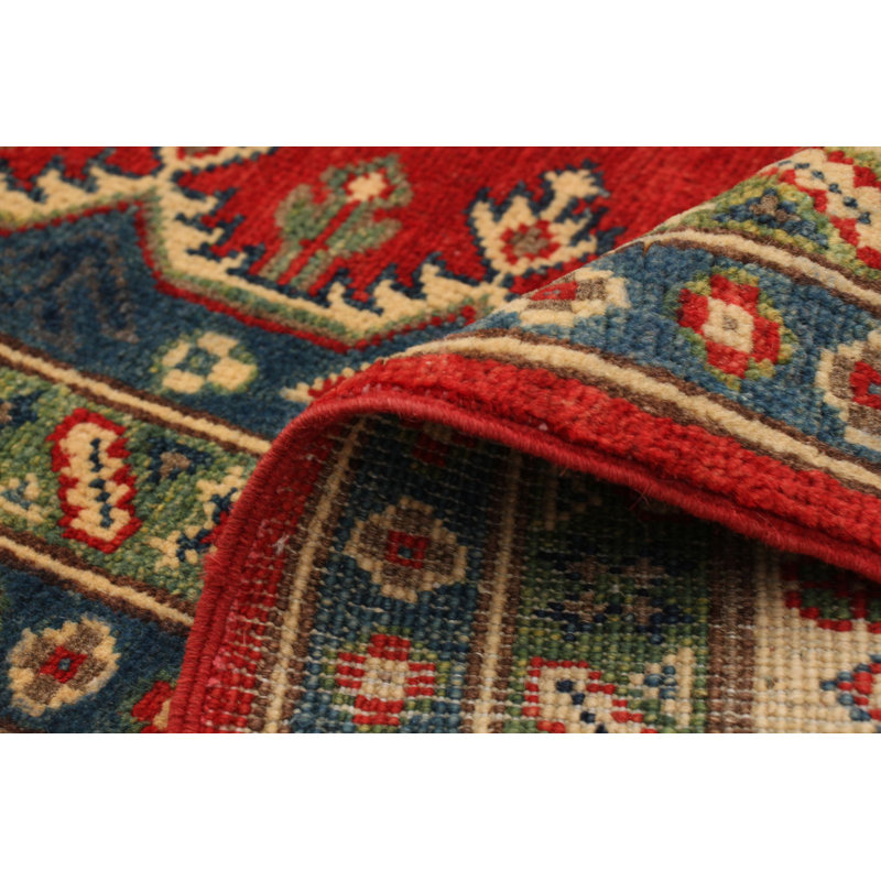 Tapis décoratif en laine rouge de conception unique 6 pi 2 po X 8 pi 10 po noué à la main New Age