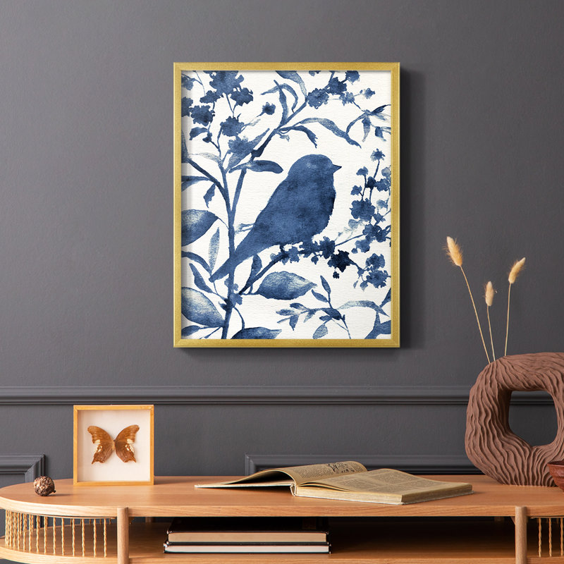 Bluebird Silhouette I, reproduction encadrée - bois massif, Or, H 14 po x l 11 po