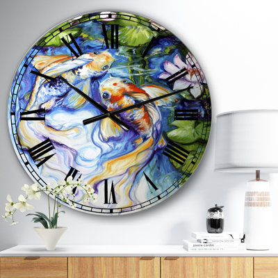 Koi Koi And Lily - Grande horloge murale nautique et côtière