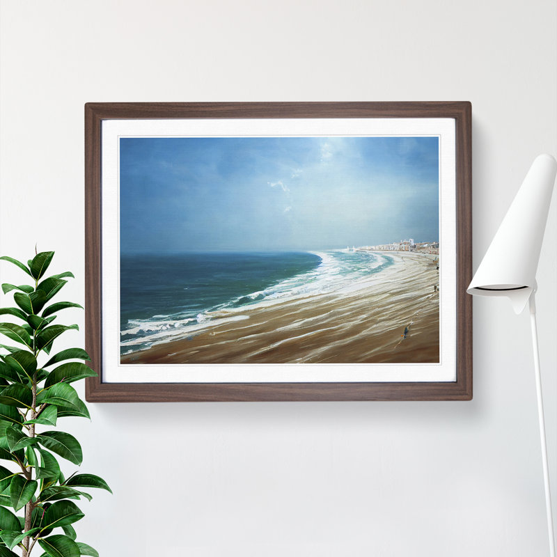 Beach Beauty - Single Picture Frame Painting, 25cm H x 34cm W x 2cm D, Walnut
