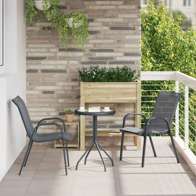Vidaxl Garden Bistro Set 3 Pcs Steel, Grey