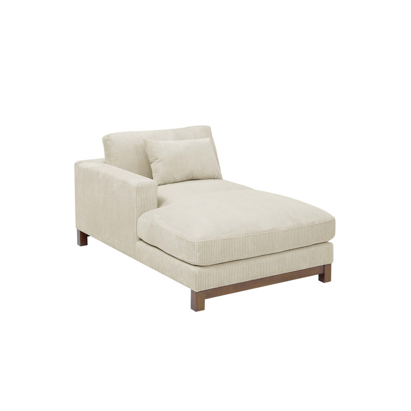 Jadda Upholstered Chaise Lounge, Left Hand Facing, Cream Corduroy