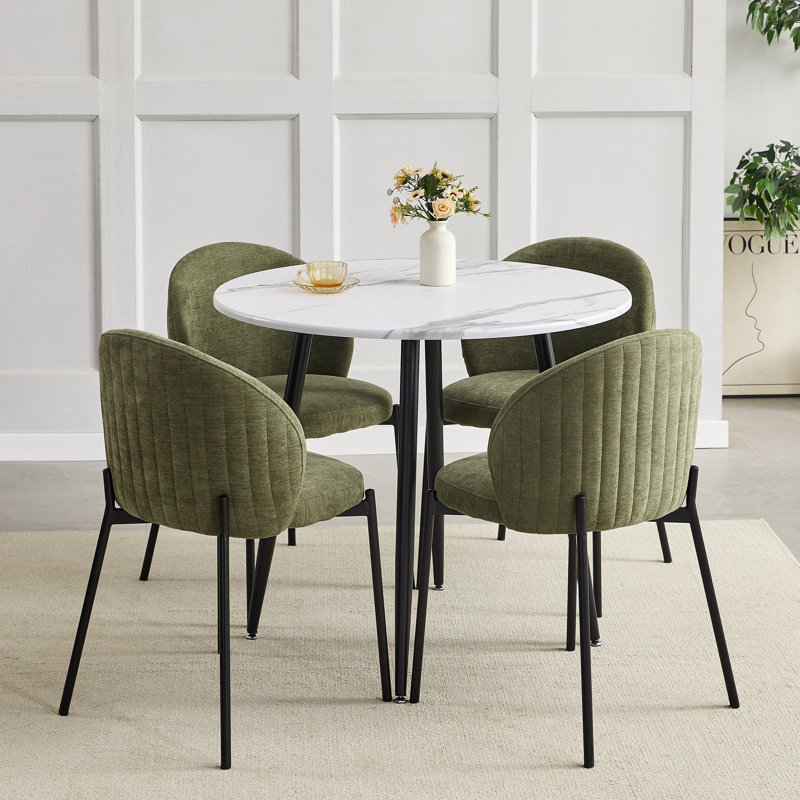 Fabric Upholstered Side Chair in Green
