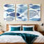 «Blue Fish», art mural moderne sur toile abstraite, ensemble de 3-881072960